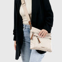 EMILY & NOAH ESTHER Umhängetasche aus Nylon mit verstellbarem Riemen und Reißverschluss, beige, modisch und praktisch