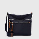 Schwarze EMILY & NOAH ESTHER Umhängetasche aus Nylon mit verstellbarem Gurt und zwei Reißverschlussfächern