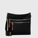 Schwarze EMILY & NOAH ESTHER Nylon Umhängetasche mit verstellbarem Riemen und Zwei-Reißverschluss Taschen