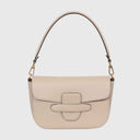 ABRO CAMILLA Schultertasche aus italienischem Rindleder mit Magnetverschluss und verstellbarem Lederriemen beige