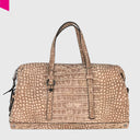 Cromia Louise Handtasche aus weichem Leder mit Kroko-Prägung und samtiger Velours-Haptik, Frontansicht
