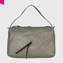 Cromia Alyson Beutel-Schultertasche aus weichem Leder in Grau mit Reißverschluss
