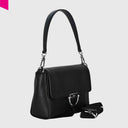 ABRO TEMI Schultertasche aus italienischem Rindleder mit Magnetverschluss und verstellbarem Stoffriemen