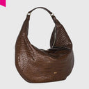 ABRO NANA COCCO Beuteltasche groß Braun – Seitenansicht mit weicher Beutelform und Lederhenkel
