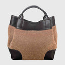 Große ABRO ESSENTIAL Shopper Tasche aus Teddyfell und italienischem Rindleder mit Magnetverschluss und verstellbarem Lederriemen