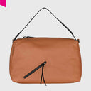 Cromia Alyson Beutel-Schultertasche aus Leder in Cognac mit Reißverschluss und Schulterriemen
