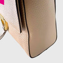 ABRO TEMI Schultertasche aus italienischem Rindleder mit Magnetverschluss und verstellbarem Stoffriemen